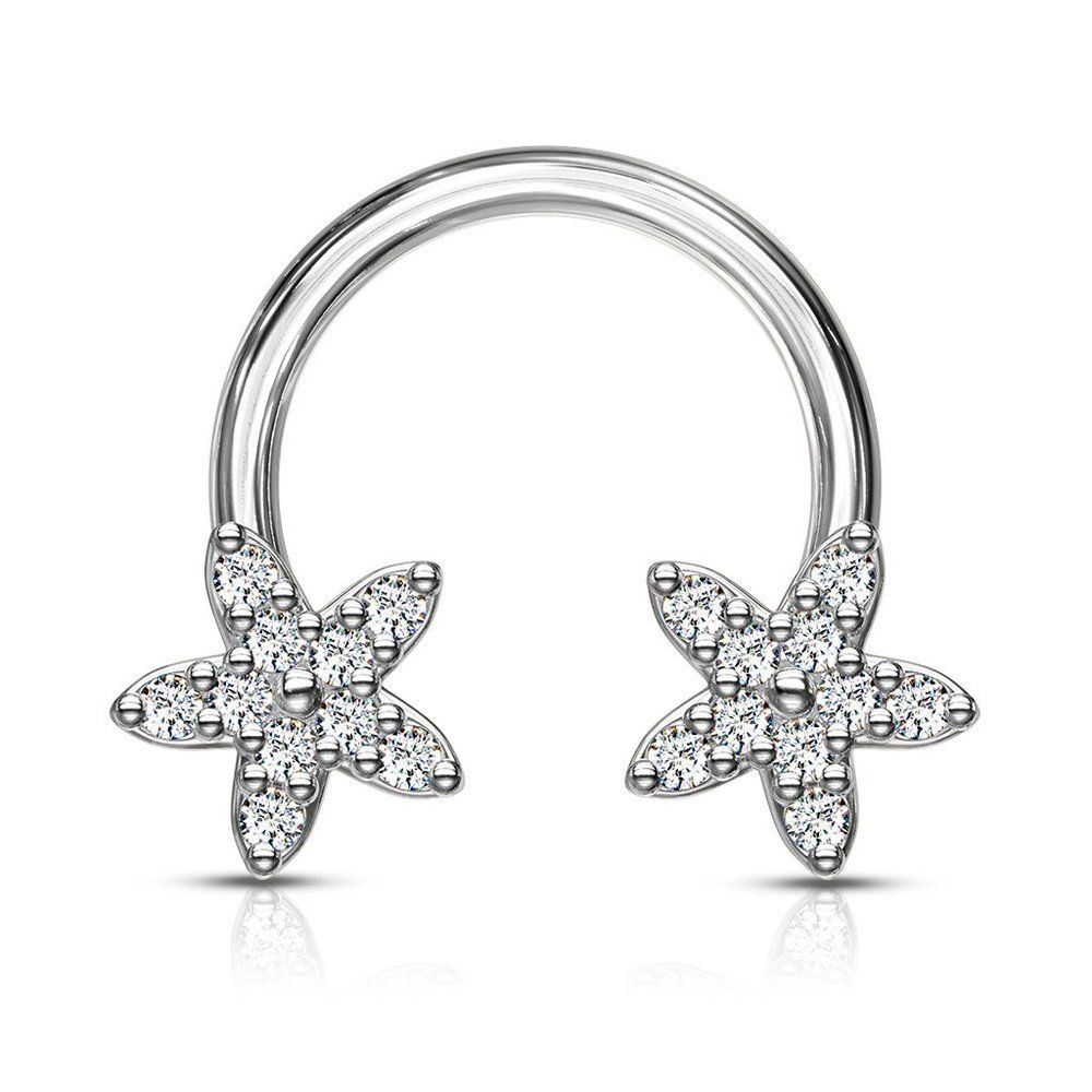 Cz Flower Ends 316l Surgical Steel Circular Horseshoe